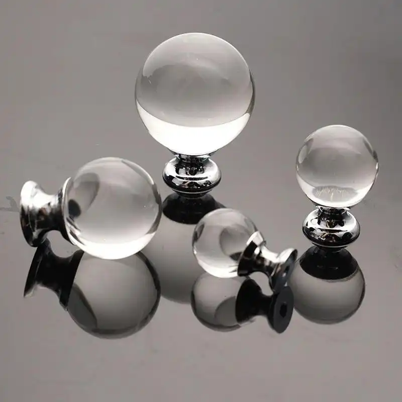 Clear Crystal Round Handles For Cabinets Door Hardware Furniture