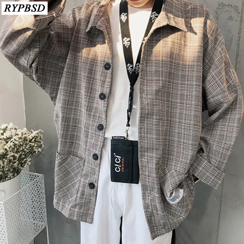 2019 Spring Men Plaid Coat Vintage Single Breasted Long Sleeve Loose Outerwear Harajuku Jacket Man Korean Fashion Casual Coats
2019 Spring Men Plaid Coat Vintage Single Breasted Long Sleeve Loose Outerwear Harajuku Jacket Man Korean Fashion Casual Coats