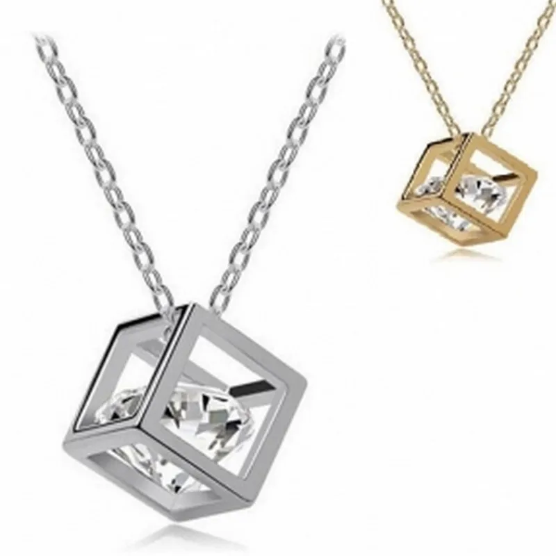Cube Rhinestone Necklace Popular Temperament Simple gift Personality Romantic Women Fashion Accessories Jewelry | Украшения и
