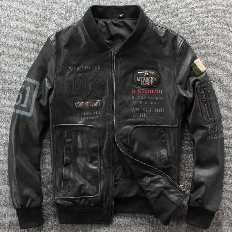 2019 New Men Spring/Autumn A2 Pilot Jackets Indian Pattern Genuine Sheepskin Leather Jacket 100% Real Oil wax bomber jacket
2019 New Men Spring/Autumn A2 Pilot Jackets Indian Pattern Genuine Sheepskin Leather Jacket 100% Real Oil wax bomber jacket