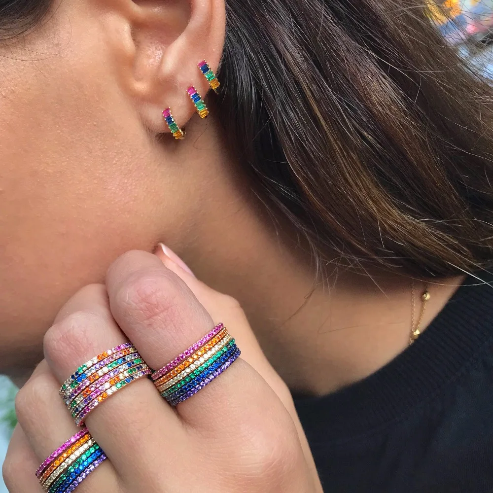 2019 Brand New Cubic Zirconia Baguette Stones hoop Ear Earrings Shinning Wedding Earrings delicate colorful rainbow cz earringS
2019 Brand New Cubic Zirconia Baguette Stones hoop Ear Earrings Shinning Wedding Earrings delicate colorful rainbow cz earringS