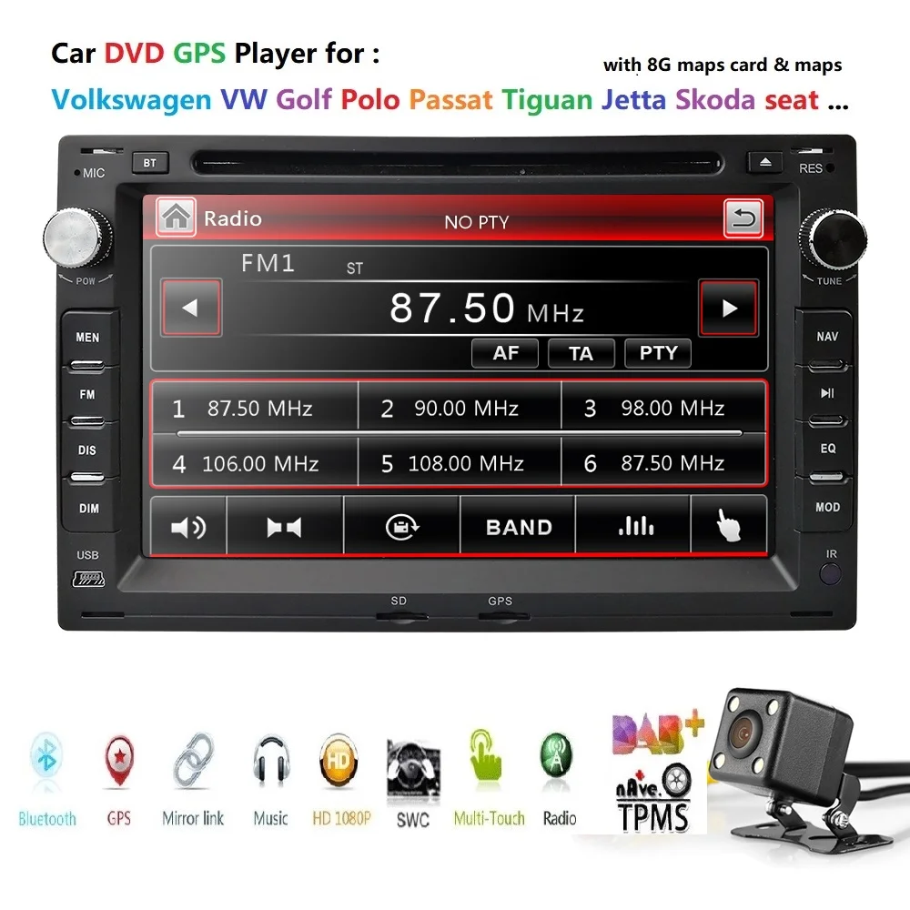 Автомобильный DVD плеер 2 Din GPS для VW PASSAT B5 JETTA BORA TRANSPORTER T5 GOLF 4 SHARAN FORD GALAXY SEAT Sat Nav