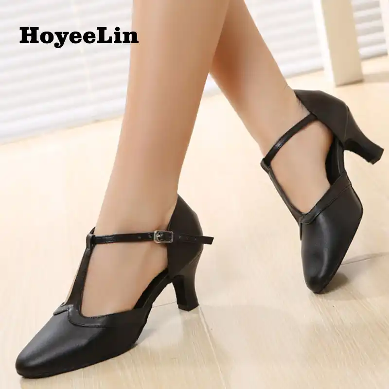 black mid heels