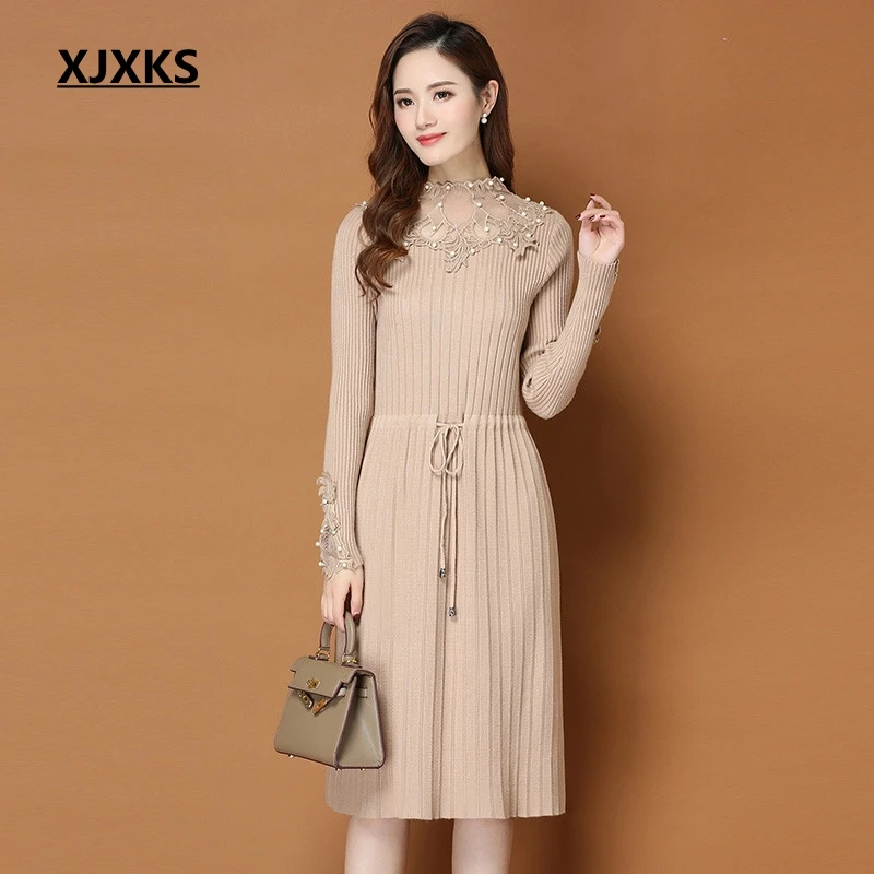 XJXKS vestiti donna outerwear women clothes 2019 new arrival women vestidos translucent lace beading design women sweater dress
XJXKS vestiti donna outerwear women clothes 2019 new arrival women vestidos translucent lace beading design women sweater dress
