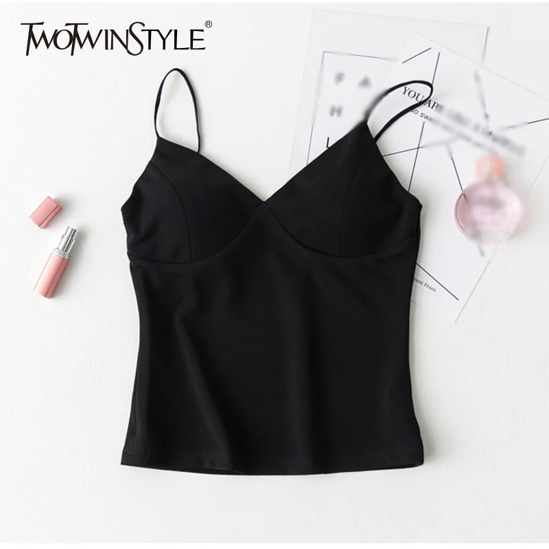 TWOTWINSTYLE V Neck Sexy Vest Female Spaghetti Strap Tank Corset Women Zipper Crop Tops 2019 Spring Summer Casual Clothing
TWOTWINSTYLE V Neck Sexy Vest Female Spaghetti Strap Tank Corset Women Zipper Crop Tops 2019 Spring Summer Casual Clothing