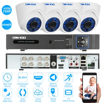 

OWSOO 1080N DVR 4CH HDMI 720P AHD Indoor Dome Motion Detection Night Vision CCTV Camera Security Camera System Surveillance Kits