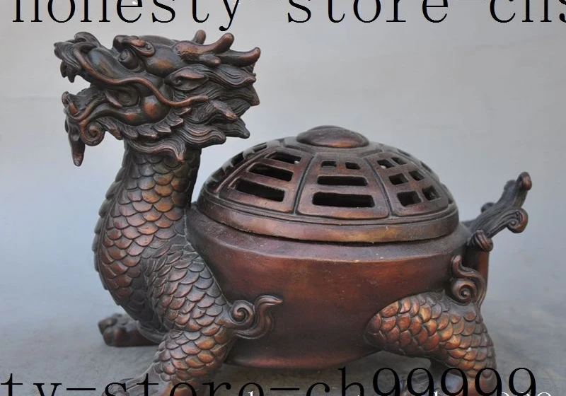 8" chinese bronze Longevity dragon Turtle Longevity statue incense burner Censer
8" chinese bronze Longevity dragon Turtle Longevity statue incense burner Censer