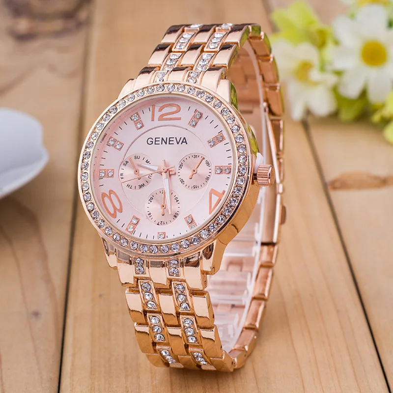 Женские часы с хронографом розовое золото спортивные женские бриллиантами
