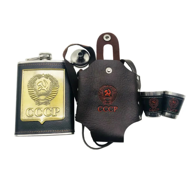 New arrival bpa free 8oz whisky flagon cccp 304Stainless steel pu leather vodka alcohol hip flask SET with pu bag
New arrival bpa free 8oz whisky flagon cccp 304Stainless steel pu leather vodka alcohol hip flask SET with pu bag