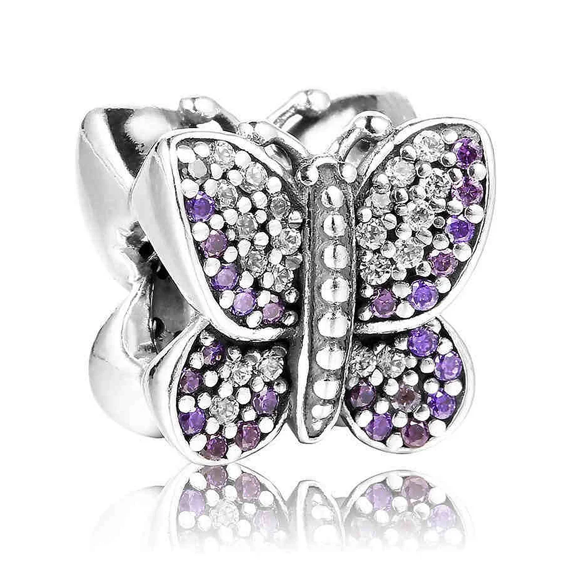 Authentic 925 Sterling Silver Animal Bead Lavender Pave Butterfly With Crystal Beads Fit Pandora Bracelet Diy Jewelry
Authentic 925 Sterling Silver Animal Bead Lavender Pave Butterfly With Crystal Beads Fit Pandora Bracelet Diy Jewelry