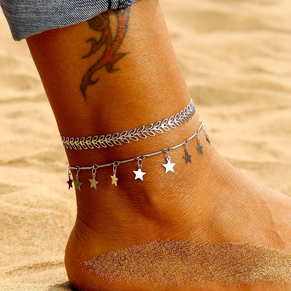 17IF Bohemian Multi Layers Leaf Branch Star Pendant Ankle Bracelet Anklets for Women Ocean Beach Leg Ankle Chain Foot Jewelry
17IF Bohemian Multi Layers Leaf Branch Star Pendant Ankle Bracelet Anklets for Women Ocean Beach Leg Ankle Chain Foot Jewelry