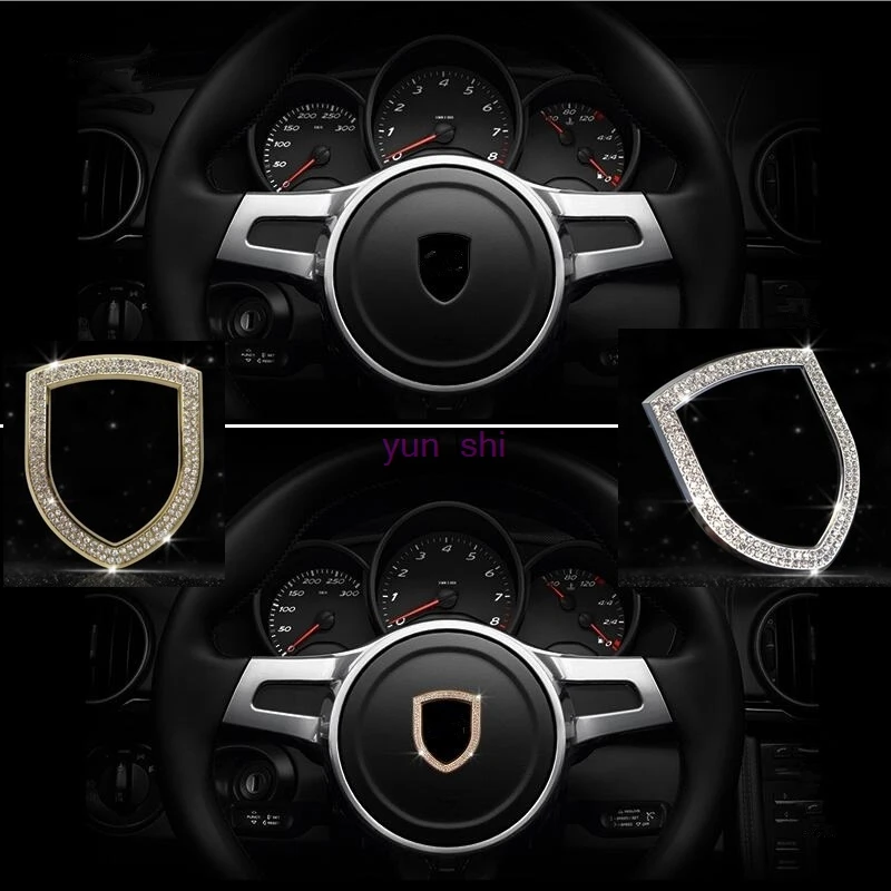 2 Color Car Steering Wheel Badge Decoration Frame Sticker Covers For Porsche 911 Macan Panamera Cayenne boxster .etc car-styling