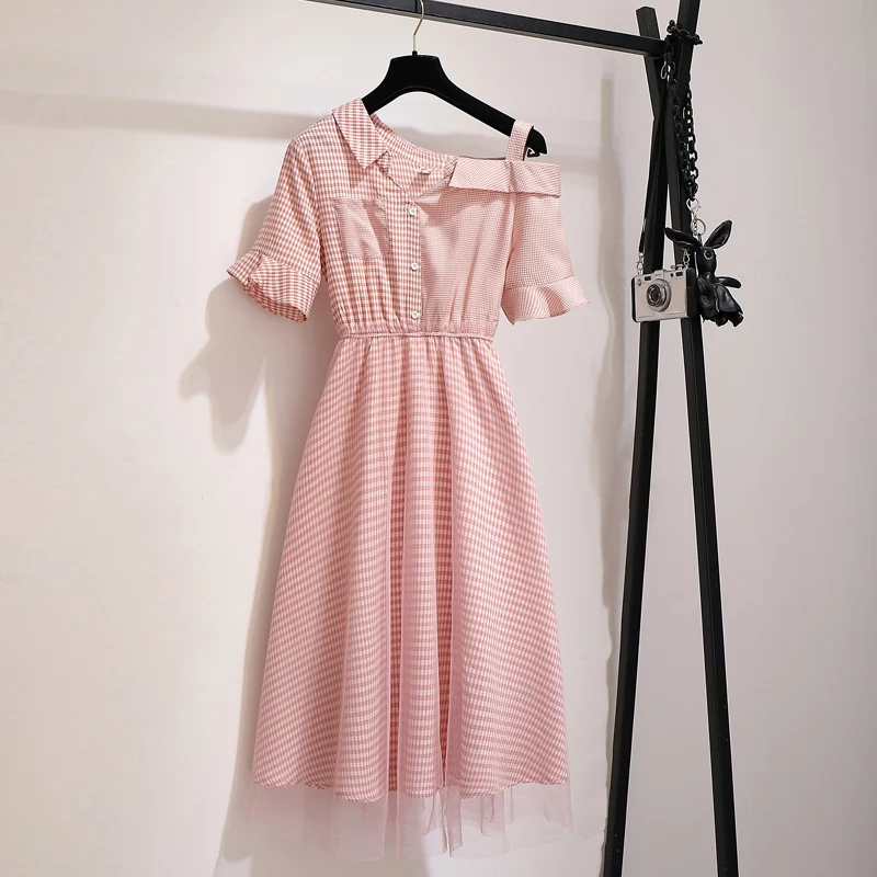 Summer Women Dress 2019 Women Fashion Short Sleeve Sexy One Shoulder Pink Plaid Women Office Lady Female Sweet Dresses Vestidos
Summer Women Dress 2019 Women Fashion Short Sleeve Sexy One Shoulder Pink Plaid Women Office Lady Female Sweet Dresses Vestidos