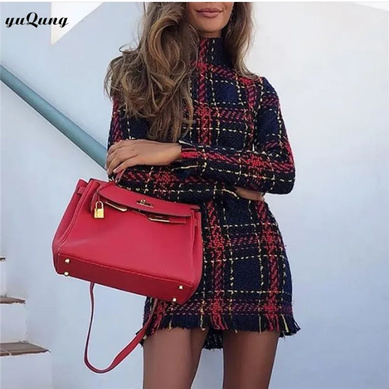 yuqung Long sleeve Plaid women mini dress office lady High waist tassel trim short dress casual autumn winter dress 2018 D22
yuqung Long sleeve Plaid women mini dress office lady High waist tassel trim short dress casual autumn winter dress 2018 D22