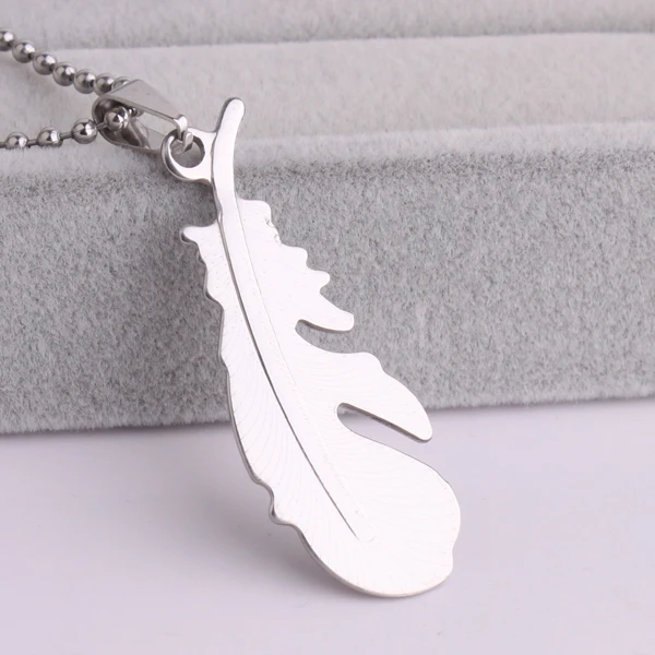 free shipping silver color feather 316L Stainless Steel pendant necklaces bead chain for men women wholesale
free shipping silver color feather 316L Stainless Steel pendant necklaces bead chain for men women wholesale