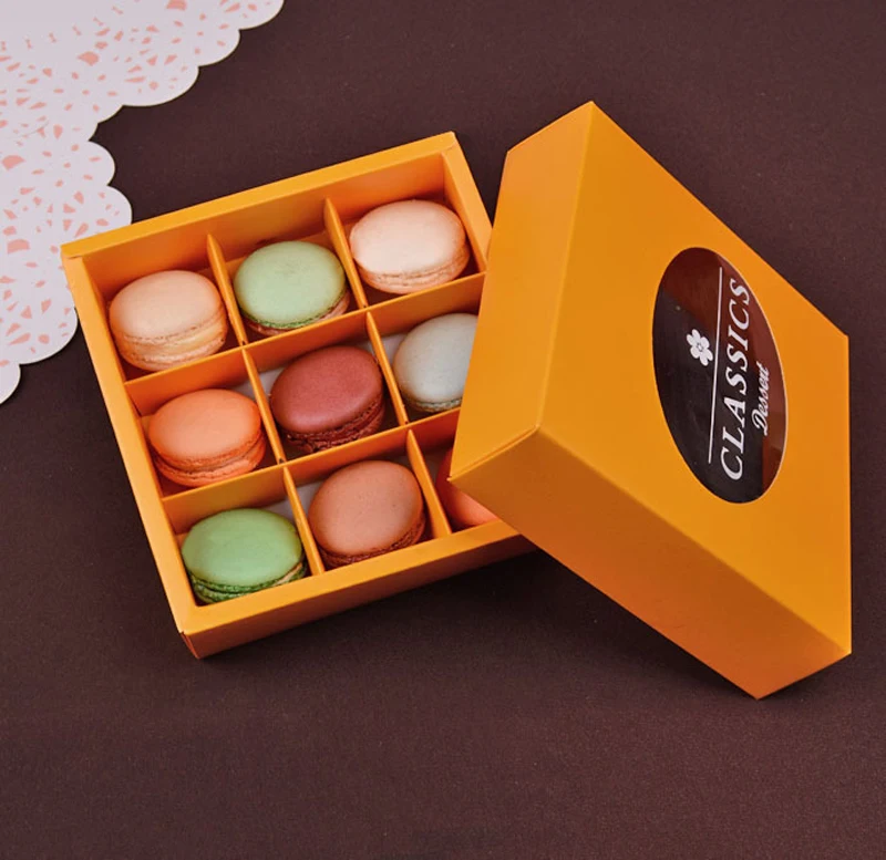 8 Grid Macaroon Box with Clear Window Chocolate Packaging Box Moon Cake Cookie Box for Wedding Party
8 Grid Macaroon Box with Clear Window Chocolate Packaging Box Moon Cake Cookie Box for Wedding Party