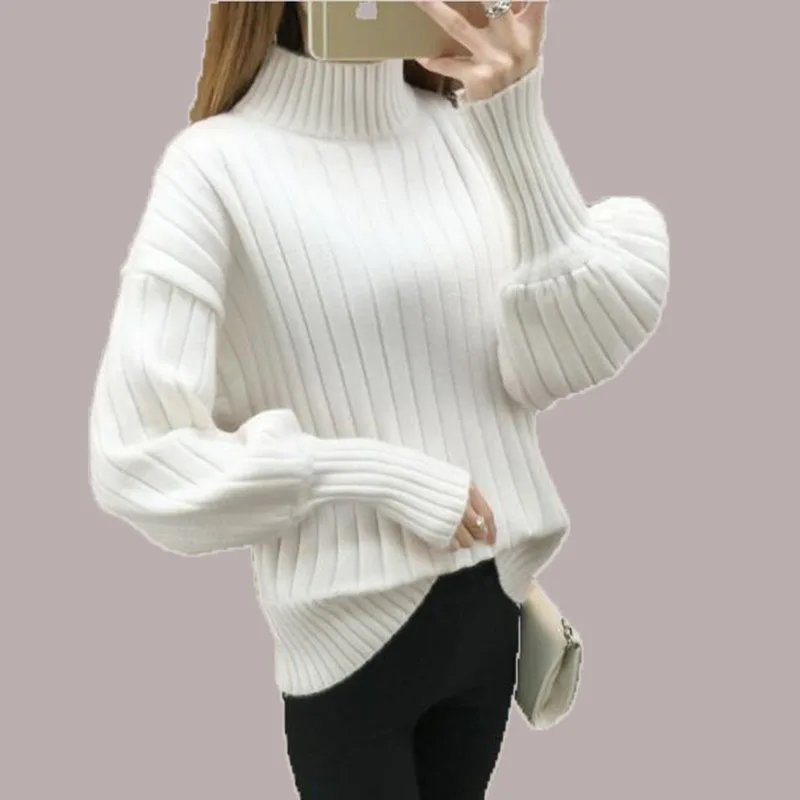 2018 Модный женский пуловер вязаные свитера женские водолазки с