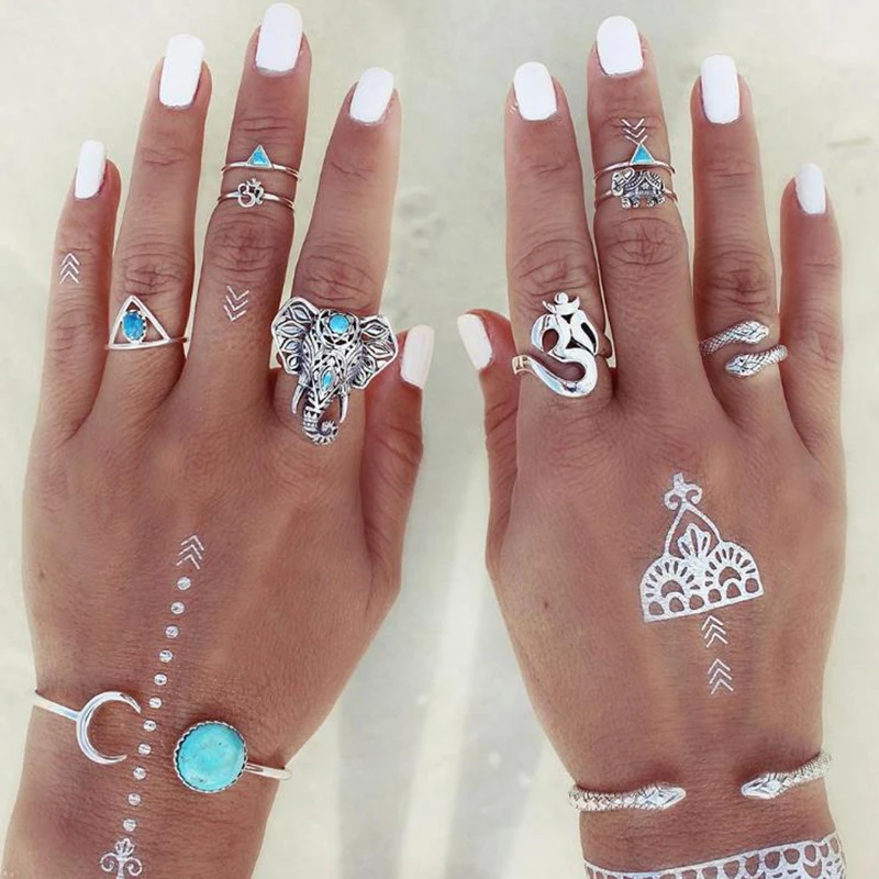 8 pz/set Custom Triangle Geometry Stone Retro Totem Exaggerated Elephant Snake Unicorn Lucky Ring Suit Friends Beach Jewelry
8 pz/set Custom Triangle Geometry Stone Retro Totem Exaggerated Elephant Snake Unicorn Lucky Ring Suit Friends Beach Jewelry