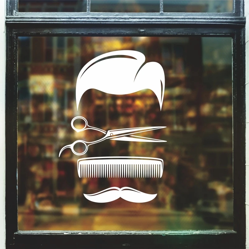 Hombre Barber Shop pegatina tiempo nombre Chop bread Decal haircut posters vinilo Wall Art decalques Ventanas decoracion mural10