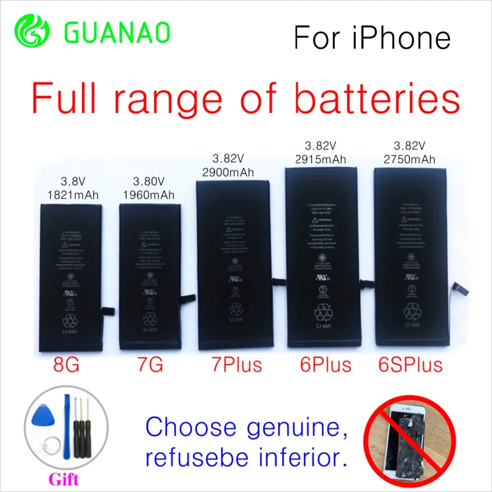Phone Battery For iPhone 6Plus 6sPlus 7 7Plus 8G bateria with Repair Tools 0 Cycle Replacement Batteries 6 6S Plus Phone Battery
Phone Battery For iPhone 6Plus 6sPlus 7 7Plus 8G bateria with Repair Tools 0 Cycle Replacement Batteries 6 6S Plus Phone Battery
