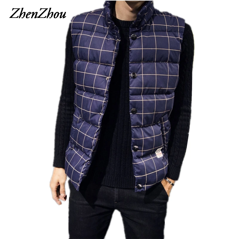 Plaid Winter Jacket Mens Jacket Sleeveless Male Cotton-Padded Men's Vest Stand Collar Striped Coats Men Thickening Waistcoat
Plaid Winter Jacket Mens Jacket Sleeveless Male Cotton-Padded Men's Vest Stand Collar Striped Coats Men Thickening Waistcoat