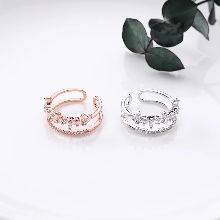 Korean Sweet Cute Rose Gold & Silver Color Full CZ Zircon Leaf Double Layer Rings for Women Wedding Engagement Jewelry Wholesale
Korean Sweet Cute Rose Gold & Silver Color Full CZ Zircon Leaf Double Layer Rings for Women Wedding Engagement Jewelry Wholesale