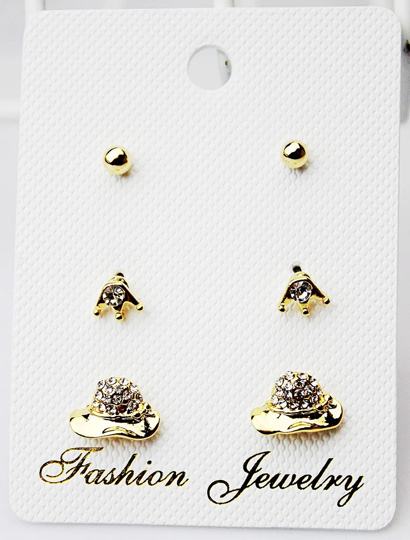 Cute Crown Stud Earring Sets Rhinestones Bling Earrings Hat Fashion Earring for Girls Women
Cute Crown Stud Earring Sets Rhinestones Bling Earrings Hat Fashion Earring for Girls Women