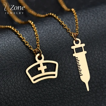 UZone 6pcs/lot Stainless Steel Nurse Cap Necklace For Doctor Nurse Women Charm Syringe Pendant Necklace Medical Jewelry
UZone 6pcs/lot Stainless Steel Nurse Cap Necklace For Doctor Nurse Women Charm Syringe Pendant Necklace Medical Jewelry