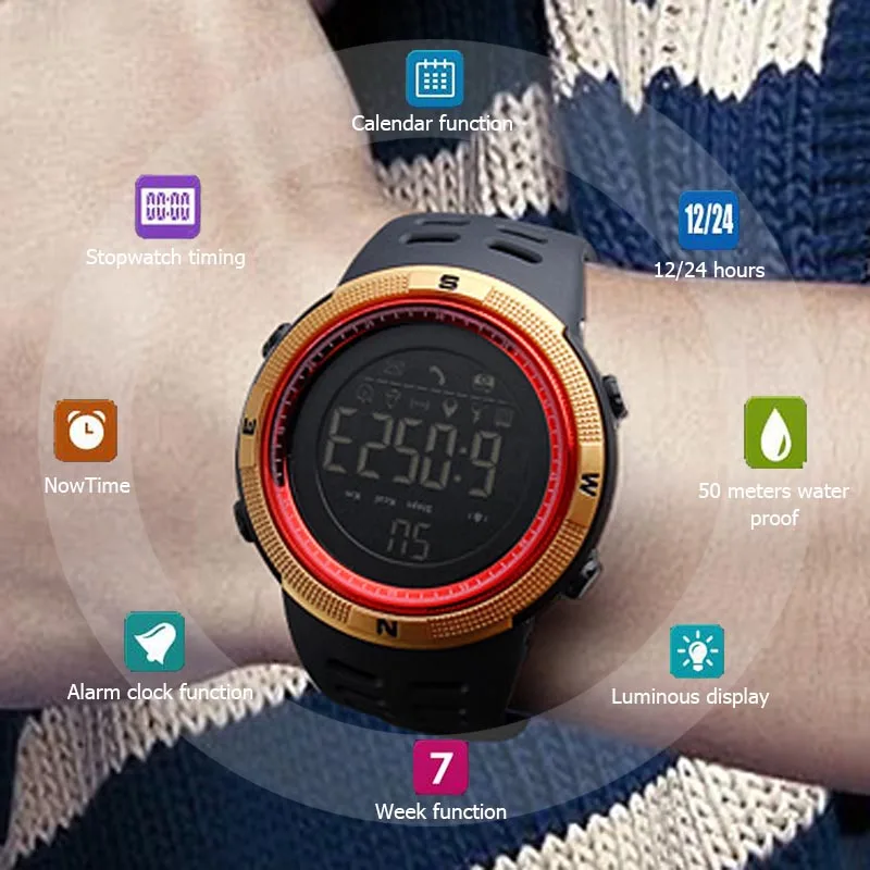 Фото Fashion Men Bluetooth Smart Watches New Simple Waterproof Sports Casual Multi-functions Digital Clock Alarm Wristwatch | Электроника