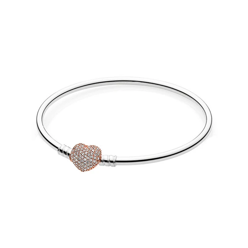 925 Sterling Silver Original Moments Rose Pave Heart Clasp Pandora Bangle With Clear CZ Fit Women Charm Bracelet DIY Jewelry
925 Sterling Silver Original Moments Rose Pave Heart Clasp Pandora Bangle With Clear CZ Fit Women Charm Bracelet DIY Jewelry