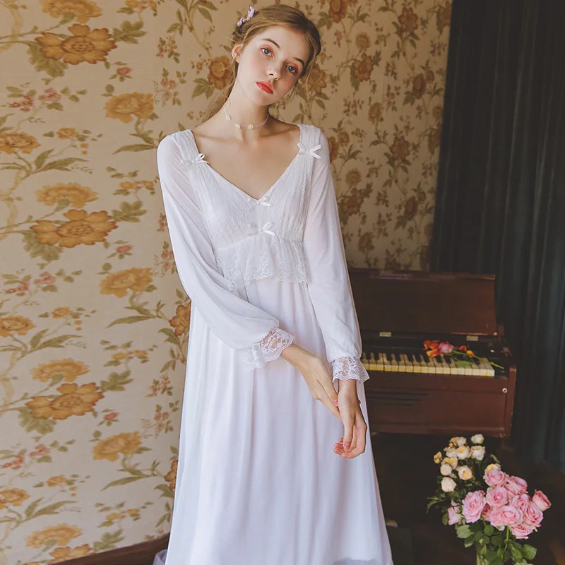 Ladies Nightwear Lace Lace Nightdress Woman Autumn Sleepwear Nighties For Women Nightgown Gentle Sweet Style
Ladies Nightwear Lace Lace Nightdress Woman Autumn Sleepwear Nighties For Women Nightgown Gentle Sweet Style