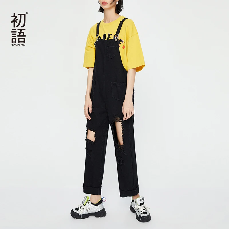 Toyouth Ripped Denim Jumpsuit Women Romper Black/White Letter Printed Streetwear Jeans Jumpsuit Female 2019 Streetwear Overalls
Toyouth Ripped Denim Jumpsuit Women Romper Black/White Letter Printed Streetwear Jeans Jumpsuit Female 2019 Streetwear Overalls