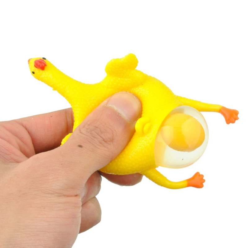 

New Gadget Novelty Spoof Tricky Funny Gadgets Toys Vent Chicken Whole Egg Laying Hens Crowded Stress Ball Keychain High Quality