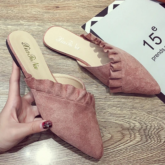 women Shoes 2019 Fashion Suede Pointed Toe Flat Slipper Ruffles Casual Shoes Women Flats Summer Sandals Pink Shoes Slide
women Shoes 2019 Fashion Suede Pointed Toe Flat Slipper Ruffles Casual Shoes Women Flats Summer Sandals Pink Shoes Slide