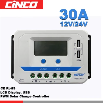 VS3024AU 30A 12V/24V solar controller positive grounding with LCD display 5VDC doubel USB output for max 50V solar panel input
VS3024AU 30A 12V/24V solar controller positive grounding with LCD display 5VDC doubel USB output for max 50V solar panel input
