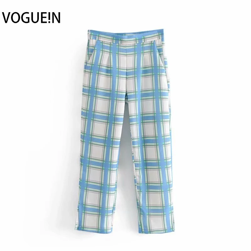 VOGUEIN New Womens Elegant Fashion Blue Plaid Check Print Pockets Trousers Pants Wholesale
VOGUEIN New Womens Elegant Fashion Blue Plaid Check Print Pockets Trousers Pants Wholesale