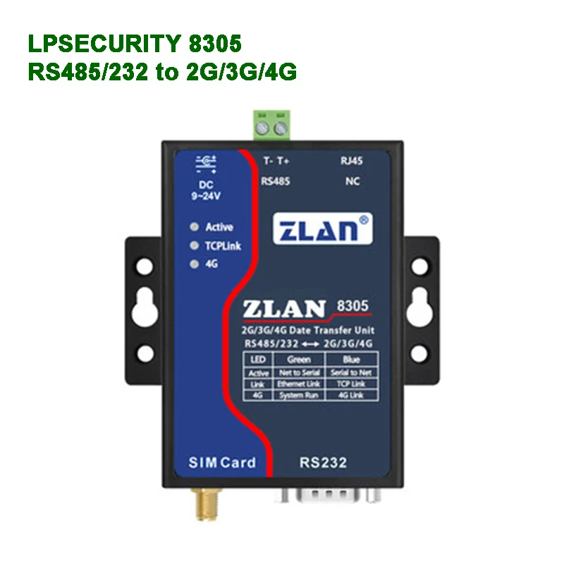 

Serial RS232/485 to 2G/3G/4G Converter TD-LTE/FDD-LTE/WCDMA/TD-SCDMA/GSM Converter Modbus TCP to RTU ZLAN8305 Ethernet to Router