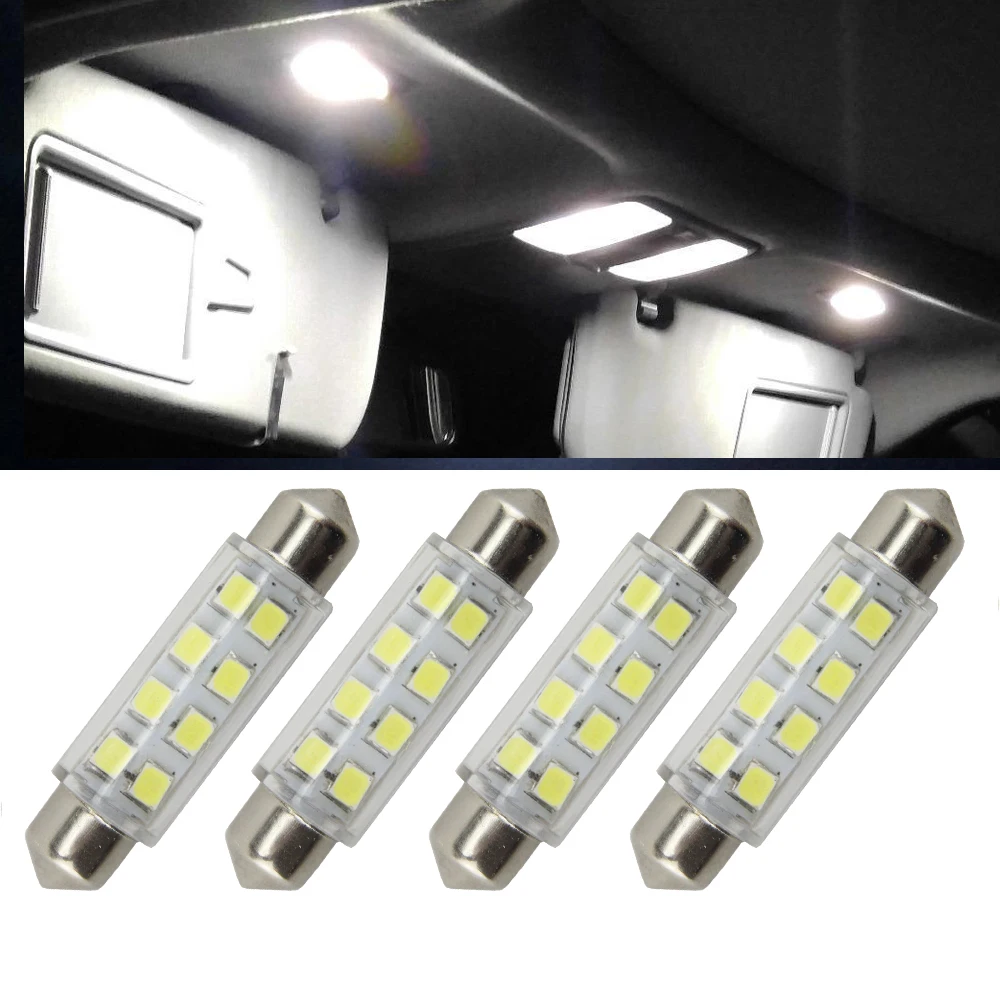 

4x 44MM 8-SMD 5050 Festoon Dome Map Interior LED Light Bulbs Lamp For 6411 578 211-2 212-2 for Door Courtesy Side marker light