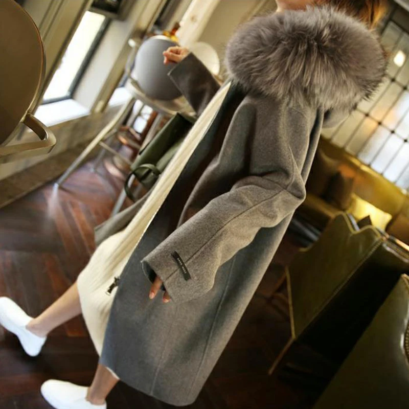 Women Woolen Coat Leisure Women's Woolen Coat 2018 New Solid color Hooded Fur collar Winter Medium long Large size S-XL
Women Woolen Coat Leisure Women's Woolen Coat 2018 New Solid color Hooded Fur collar Winter Medium long Large size S-XL