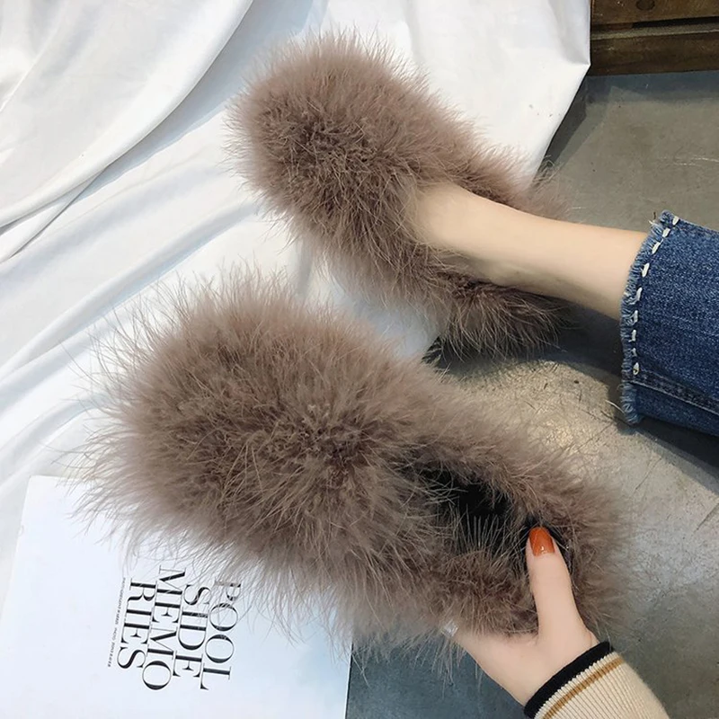 Real Ostrich feather fur moccasins ladies flat heel platform fluffy loafers women comfort slip-on outside warm plush shoes woman
Real Ostrich feather fur moccasins ladies flat heel platform fluffy loafers women comfort slip-on outside warm plush shoes woman