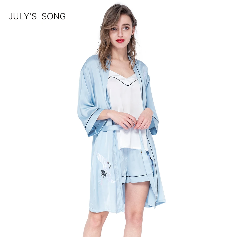 JULY'S SONG 3 Pieces Woman Spring Summer Pajamas Set Larger Size Sling And Shorts Faux Silk Pajamas Sleepwear For Women
JULY'S SONG 3 Pieces Woman Spring Summer Pajamas Set Larger Size Sling And Shorts Faux Silk Pajamas Sleepwear For Women
