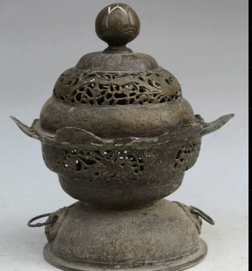 

JP S0524 10" Marked Chinese Dynasty palace Bronze phoenix Bird Incense Burner Censer