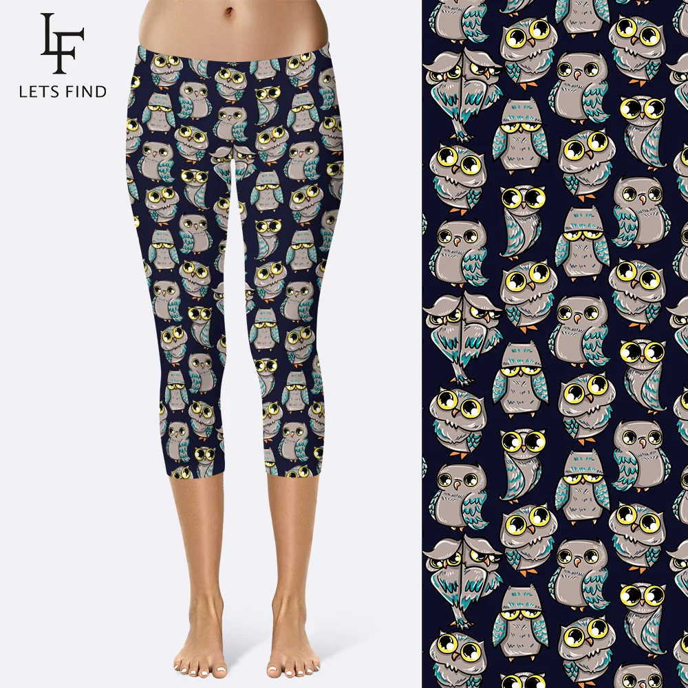 

2019 New Arrival Cute Owl Leggings Women Summer Comfortable Capri Leggings High Elasticity Fitness Milk Silk Pants