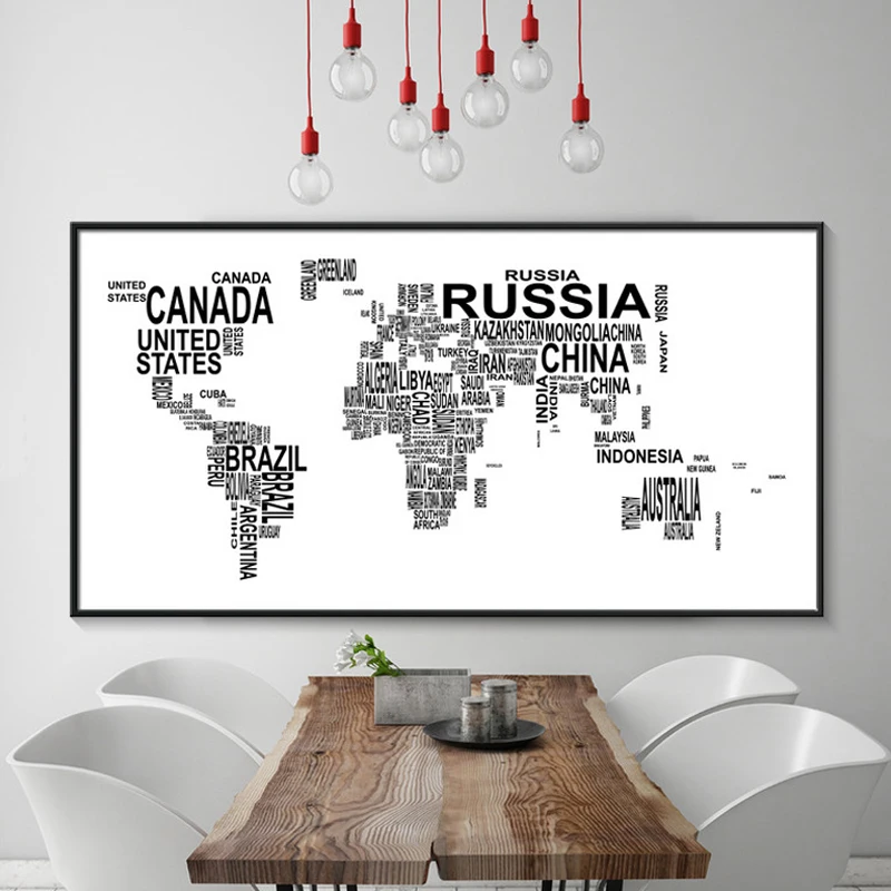 Black and White World Map Canvas Painting Letters Art Posters Prints Large Wall Pictures for Living Room Home Decor No Frame
Black and White World Map Canvas Painting Letters Art Posters Prints Large Wall Pictures for Living Room Home Decor No Frame