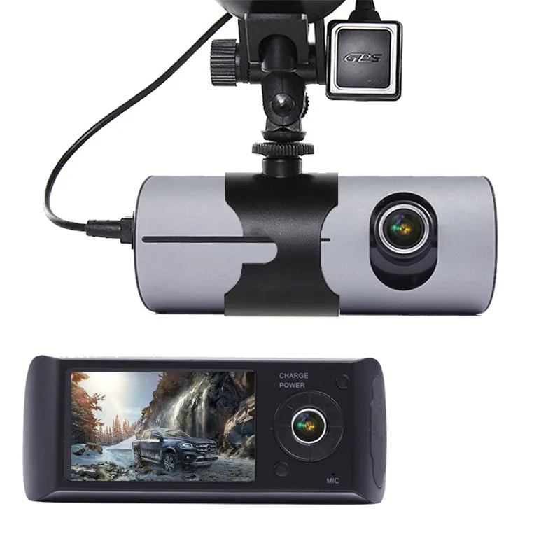 

Camera Car DVR R300 with GPS and 3D G-Sensor LCD X3000 Cam Video Camcorder Cycle Recording Digital Zoom Dash Cam Dual Lens
