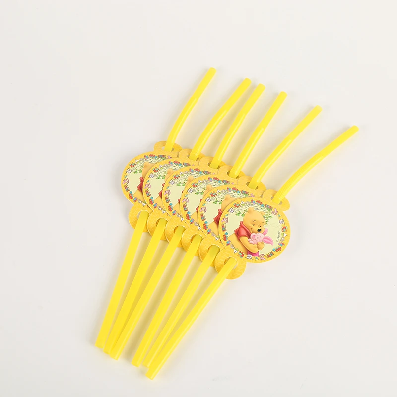 

DISNEY Winnie the Pooh Straw 6Pcs/Pack Safety Bendable Plastic tubularis Decor Girls/boys Birthday Party Supplies Decoration