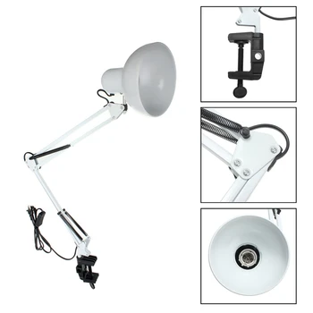 EU/US Plug Flexible Swing Arm Clamp Mount Lamp Office Studio Home E27/E26 White Table Desk reading Light AC85-265V Mental+ABS
EU/US Plug Flexible Swing Arm Clamp Mount Lamp Office Studio Home E27/E26 White Table Desk reading Light AC85-265V Mental+ABS