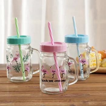 New Arrive Handgrip Flamingo Glass Water Bottle Portable Kids Milk Bottle With Staw Drinking Bottle 450ml
New Arrive Handgrip Flamingo Glass Water Bottle Portable Kids Milk Bottle With Staw Drinking Bottle 450ml