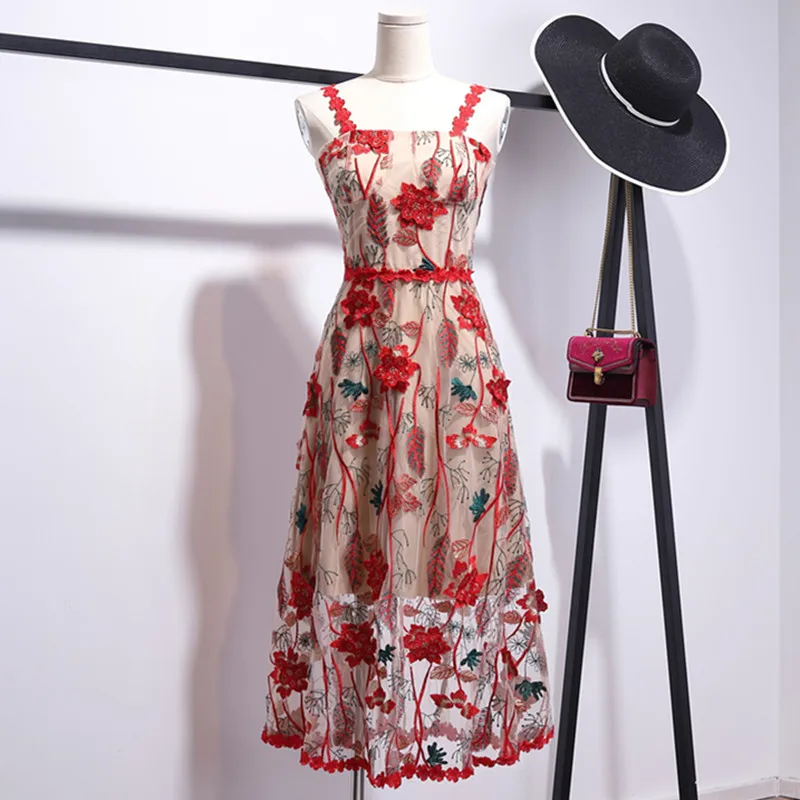Luxury Embroidery Mesh Dress Vestido De Festa 2019 Summer Runway Sexy Spaghetti Strap Dress Vintage Party Beach Dress
Luxury Embroidery Mesh Dress Vestido De Festa 2019 Summer Runway Sexy Spaghetti Strap Dress Vintage Party Beach Dress
