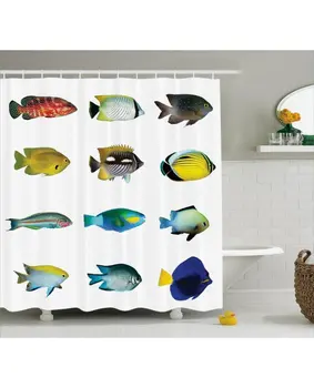Fish Shower Curtain Sea Creatures Nautical Print For Bathroom Waterproof And mildew resistant Set Hooks
Fish Shower Curtain Sea Creatures Nautical Print For Bathroom Waterproof And mildew resistant Set Hooks